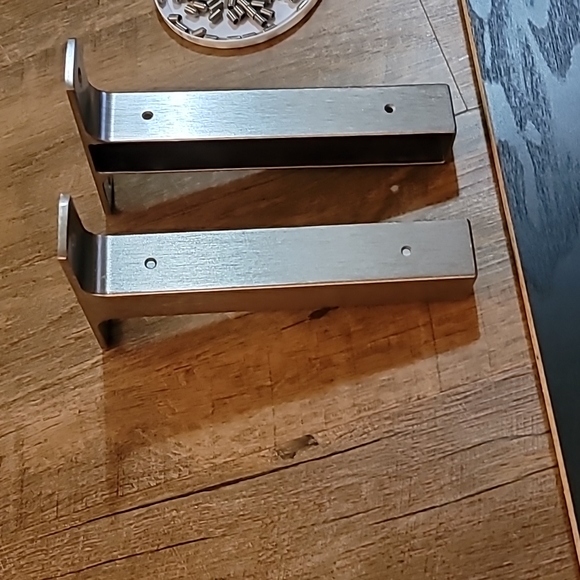 Floating shelves Like New black wood grain brushed aluminum ends set screws MINT - Picture 6 of 17